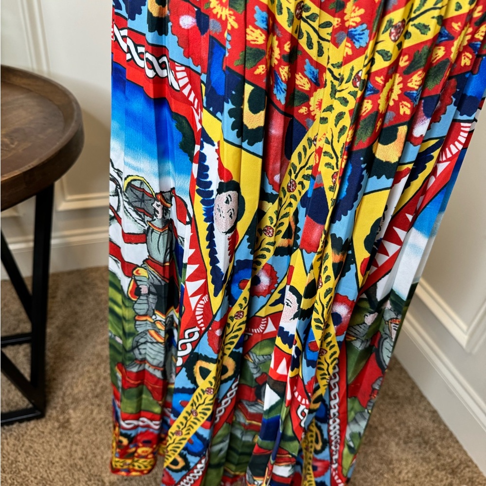 Multicolored Pleated Maxi Skirt Resort Wear
